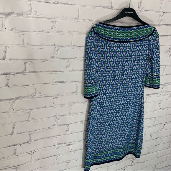 Max Studio Blue and Green Print Dress Sz Small - Picture 5 of 6